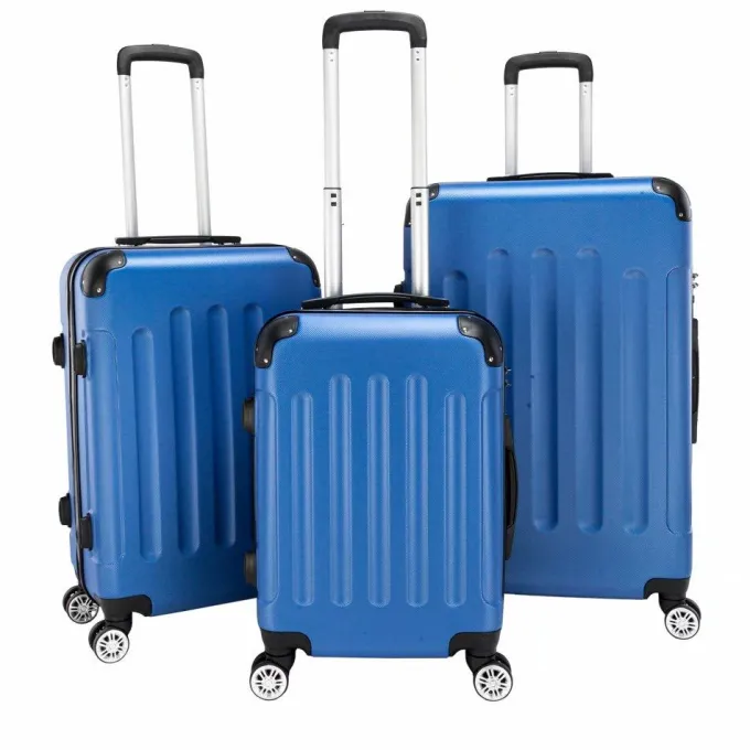 Silk & Salt VIK TECH 3 Pieces Travel Spinner LuggaSet Bag ABS Trolley Carry On Suitcase with TSA Lock Dark Blue^ Hard Side Luggage