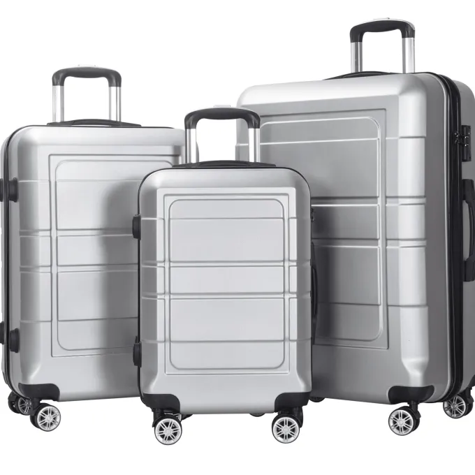 Silk & Salt AEDILYS 3 Piece Suitcase LuggaSet - Silver^ Hard Side Luggage|Luggage Sets
