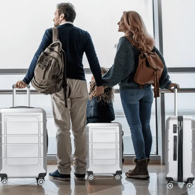 Silk & Salt AEDILYS 3 Piece Suitcase LuggaSet - Silver^ Hard Side Luggage|Luggage Sets