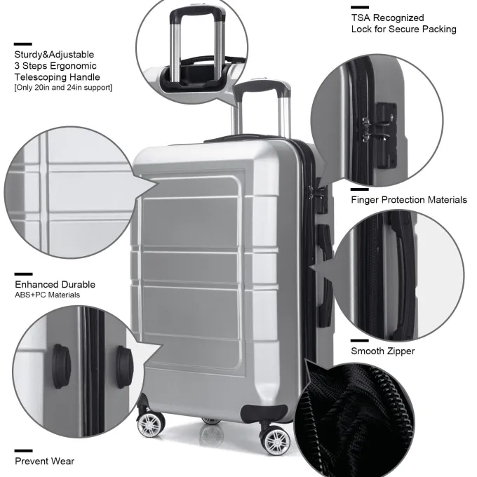 Silk & Salt AEDILYS 3 Piece Suitcase LuggaSet - Silver^ Hard Side Luggage|Luggage Sets