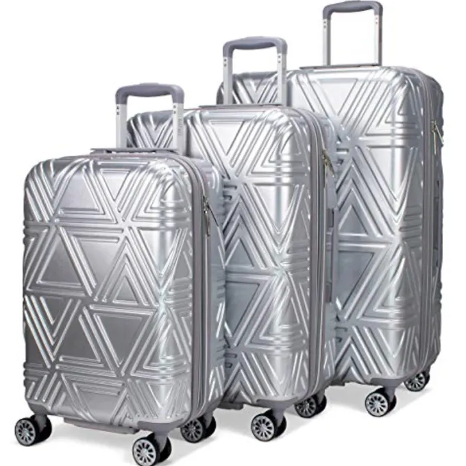 Silk & Salt BADGLEY MISCHKA Contour 3 Piece Expandable Spinner LuggaSet (Silver)^ Hard Side Luggage