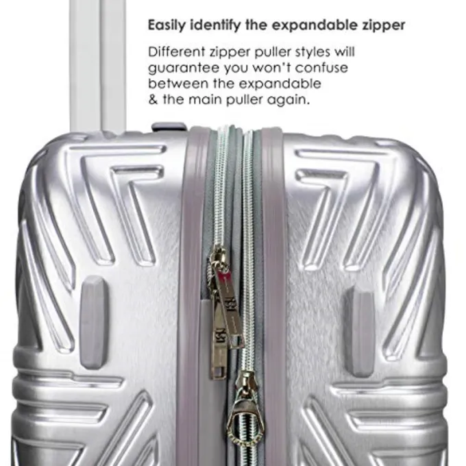 Silk & Salt BADGLEY MISCHKA Contour 3 Piece Expandable Spinner LuggaSet (Silver)^ Hard Side Luggage