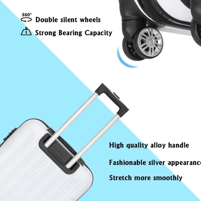 Silk & Salt GoDecor 3 Pcs LuggaSet Suitcase Spinner Hardshell Lightweight TSA Lock White^ Hard Side Luggage