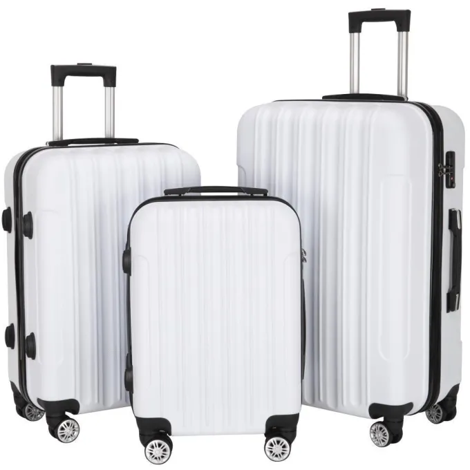 Silk & Salt GoDecor 3 Pcs LuggaSet Suitcase Spinner Hardshell Lightweight TSA Lock White^ Hard Side Luggage