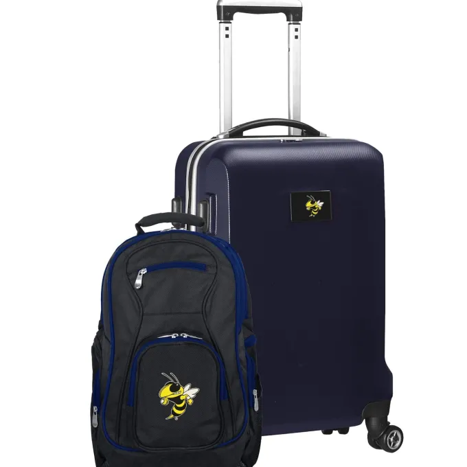 Silk & Salt Navy Georgia Tech Yellow Jackets Deluxe 2-Piece Backpack and Carry-On Set^ Luggage Sets