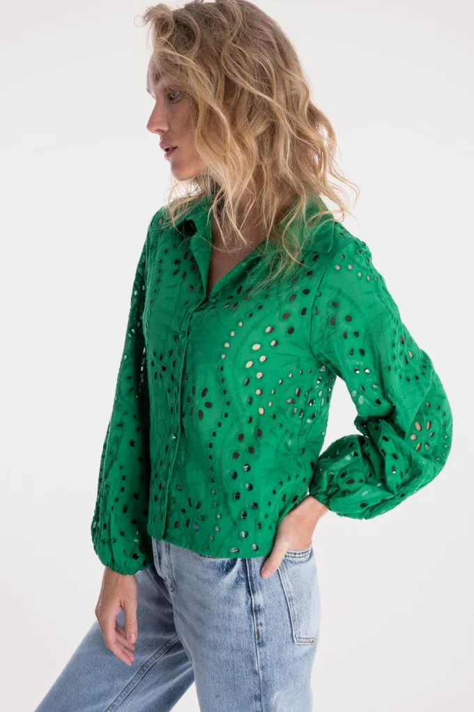 Silk & Salt ped anglaise blouse - green^ Tops
