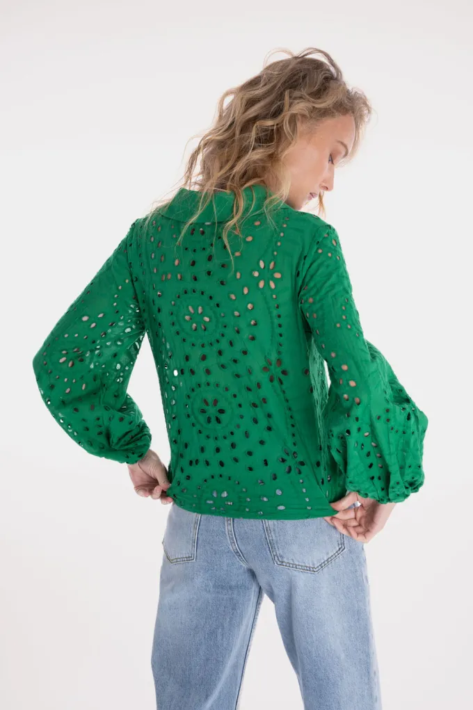 Silk & Salt ped anglaise blouse - green^ Tops