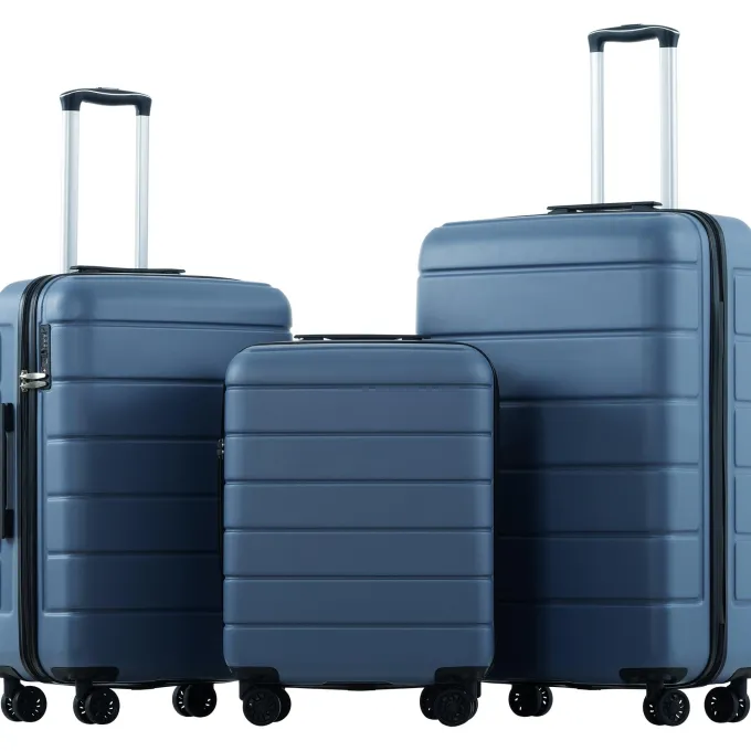 Silk & Salt Women LuggaSet 20''/24''/28'' 3 Piece Trolley Case Sets with 4 Silent Spinner Wheels Portable Outdoor Hardside Carry on LuggaSet for Travel Plane Business Trips Back to School S9346^ Hard Side Luggage