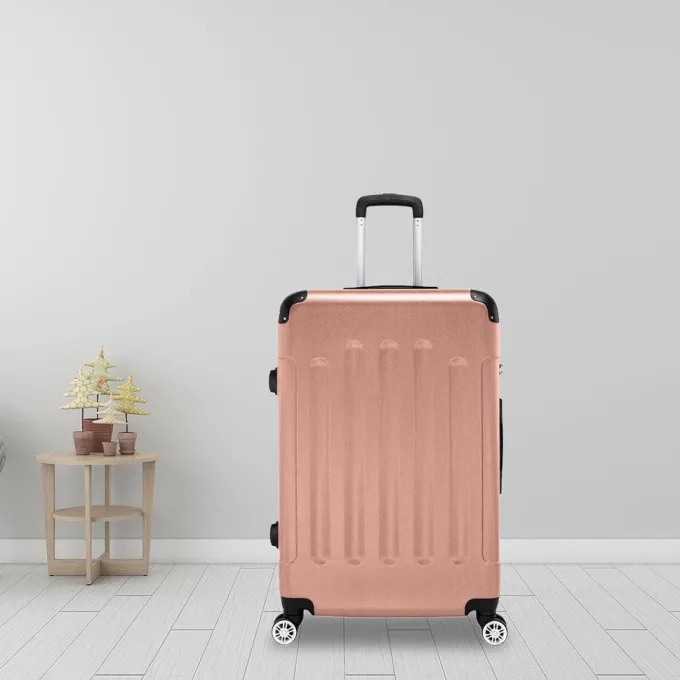 Silk & Salt 3PCS/Set 3-in-1 Portable ABS Trolley Case 20inch 24inch 28inch Rose Gold Travel LuggaSuitcase^ Luggage Sets