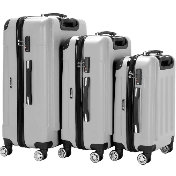 Silk & Salt Zimtown 3PCS 20/24/28 LuggaTravel Set Bag ABS Trolley Hard Shell Suitcase w/TSA lock^ Checked Luggage