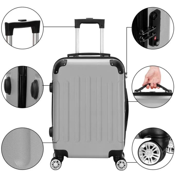 Silk & Salt Zimtown 3PCS 20/24/28 LuggaTravel Set Bag ABS Trolley Hard Shell Suitcase w/TSA lock^ Checked Luggage