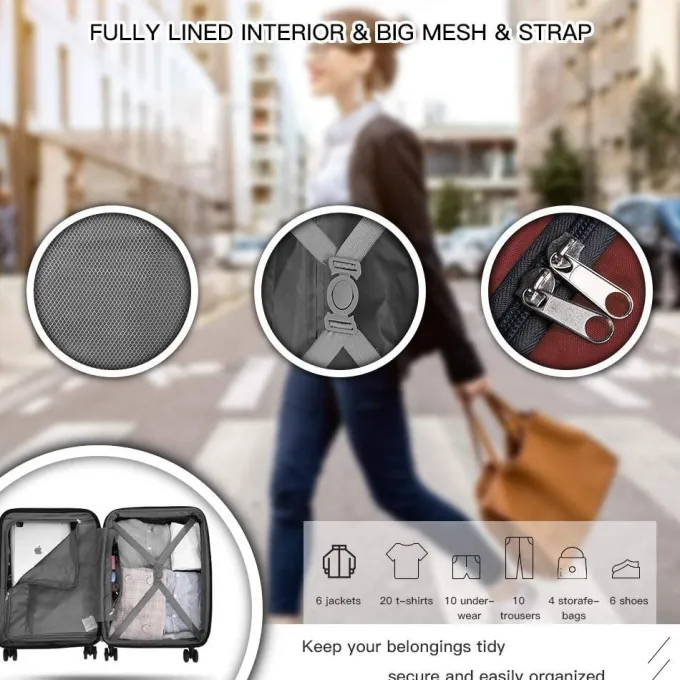 Silk & Salt Verdi LuggaSet 3 Piece - Lightweight with USB Port Hardside Carry On Suitcase - Includes Expandable 20 Inch Carry on 24In/TSA-Approved Lock 28In Checked Bag with 8-Wheel Rolling Spinner^ Checked Luggage