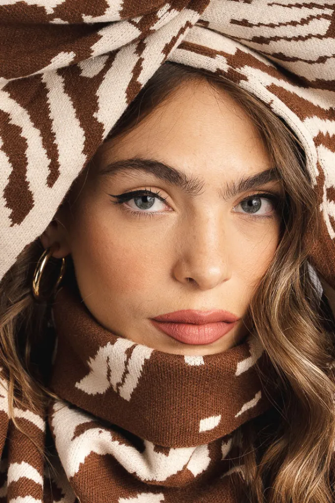 Silk & Salt jacquard luxe lounge set - brown/beige^ Sets