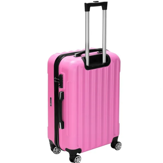 Silk & Salt Winado 3 Piece ABS Suitcase LuggaSet With TSA Lock Pink^ Hard Side Luggage