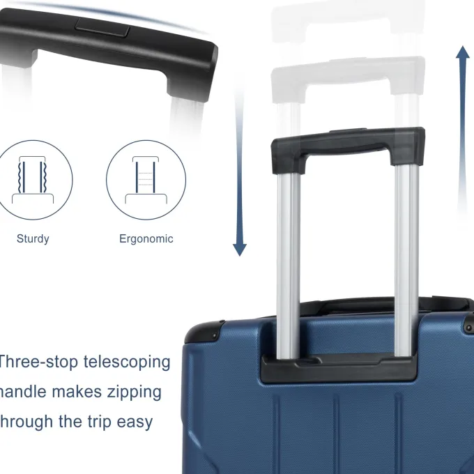 Silk & Salt 3 Piece LuggaSet Lightweight Hardside Spinner Wheels Suitcase with TSA Lock Blue (20/24/28)^ Hard Side Luggage