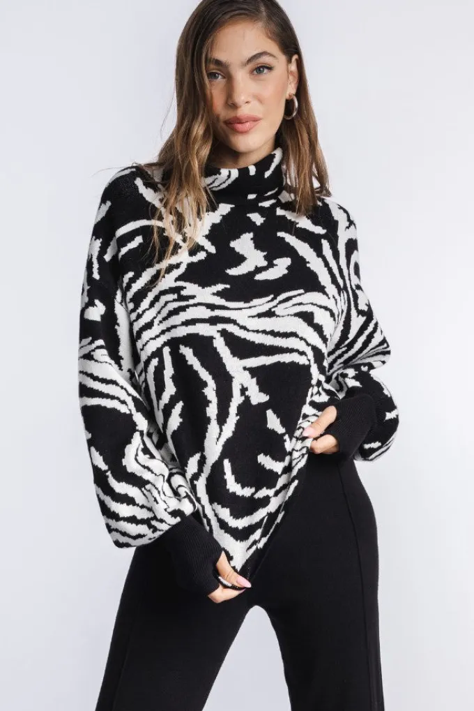 Silk & Salt jacquard luxe lounge set - black/white^ Sets