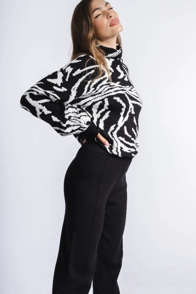 Silk & Salt jacquard luxe lounge set - black/white^ Sets