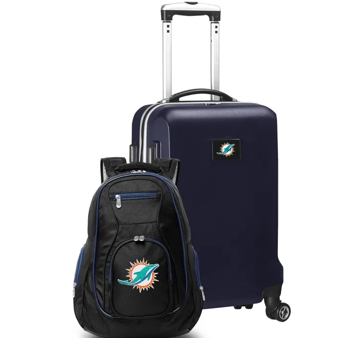 Silk & Salt MOJO Navy Miami Dolphins 2-Piece Backpack ampCarry-On Set^ Luggage Sets