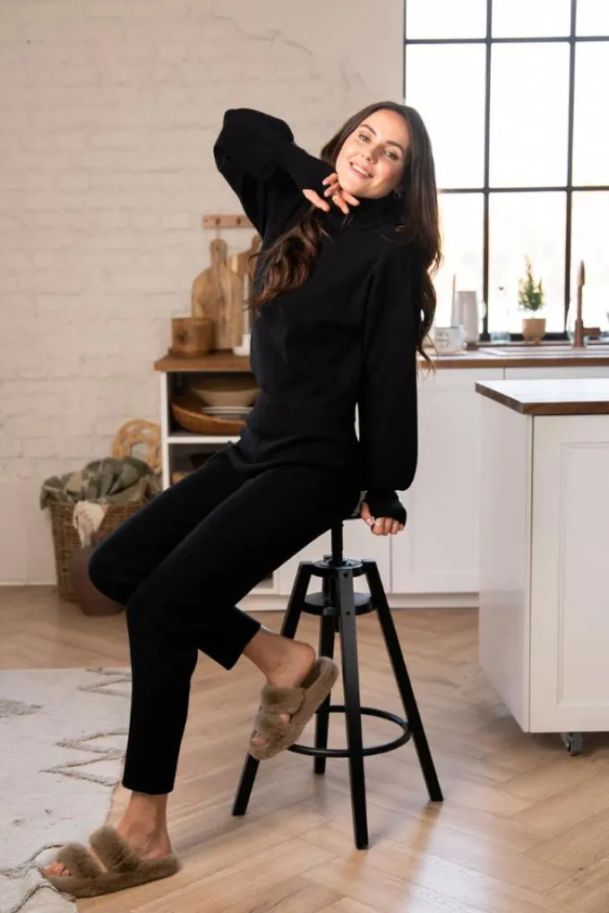 Silk & Salt luxe lounge set - black^ Sets