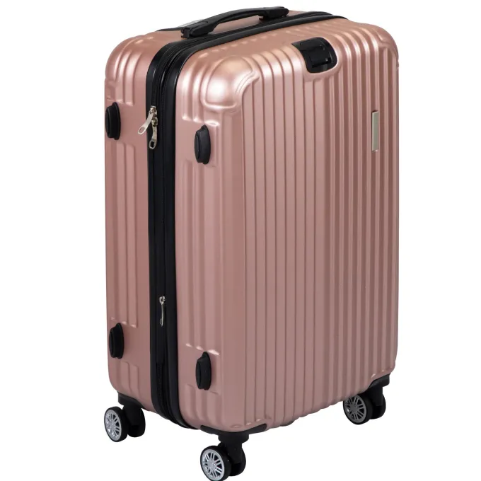 Silk & Salt Kepooman Expandable Suitcase Vertical Striped Suitcase 3-piece Set Rose Gold^ Hard Side Luggage