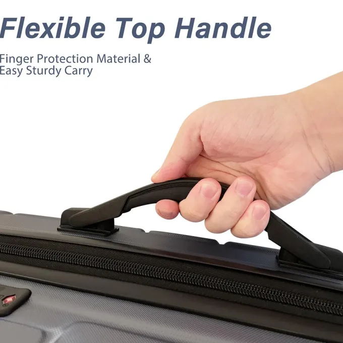 Silk & Salt uhomepro 3 In 1 Suitcases with Wheels Upgrade 20 24 28 Carry On LuggaTSA Lock Maneuverable LuggaSets Travel Suitcase Christmas Gifts for Business Trip Holiday Travel Cruise Gray^ Carry On Luggage|Hard Side Luggage