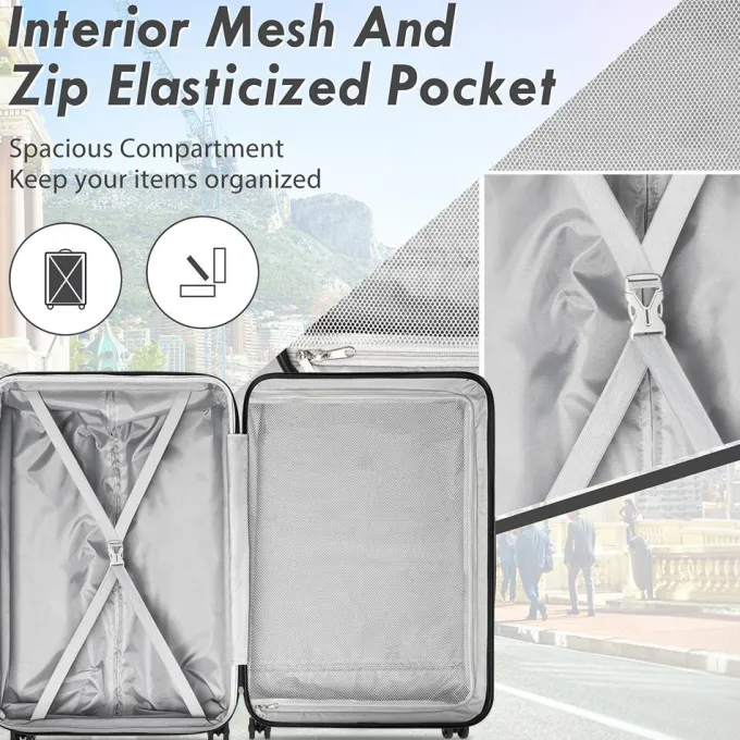 Silk & Salt uhomepro 3 In 1 Suitcases with Wheels Upgrade 20 24 28 Carry On LuggaTSA Lock Maneuverable LuggaSets Travel Suitcase Christmas Gifts for Business Trip Holiday Travel Cruise Gray^ Carry On Luggage|Hard Side Luggage