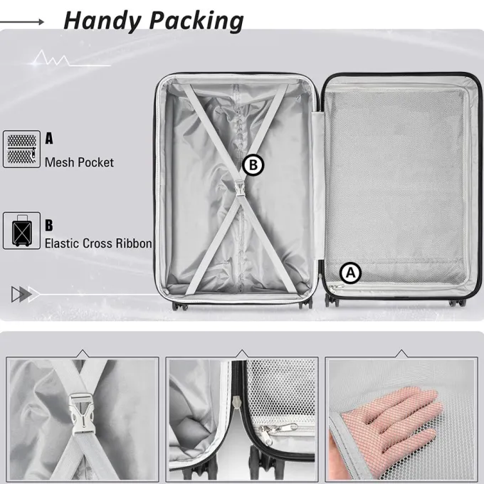 Silk & Salt uhomepro 3 In 1 Suitcases with Wheels Upgrade 20 24 28 Carry On LuggaTSA Lock Maneuverable LuggaSets Travel Suitcase Christmas Gifts for Business Trip Holiday Travel Cruise Gray^ Carry On Luggage|Hard Side Luggage