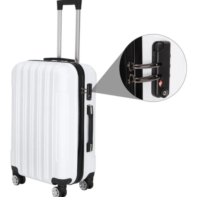 Silk & Salt Winado LuggaTravel 3 Pcs Plastic Metal Set Suitcase Spinner Hardshell Lightweight TSA Lock^ Hard Side Luggage
