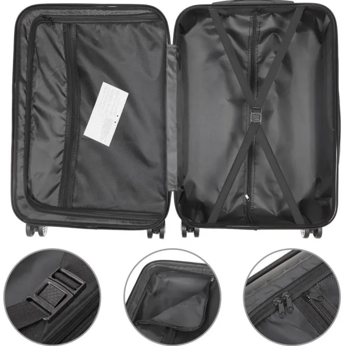 Silk & Salt Winado LuggaTravel 3 Pcs Plastic Metal Set Suitcase Spinner Hardshell Lightweight TSA Lock^ Hard Side Luggage