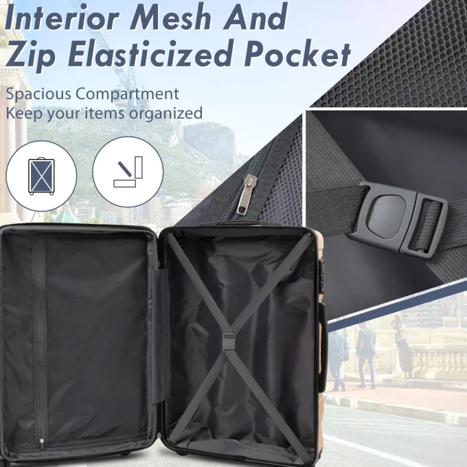 Silk & Salt uhomepro Upgrade LuggaSets 20 24 28 Carry on Luggawith Spinner Wheels Lightweight Hard Case LuggaTravel Suitcase Christmas Gifts for Business Trip Holiday Travel Cruise Black^ Carry On Luggage