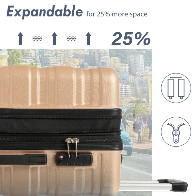 Silk & Salt uhomepro Upgrade LuggaSets 20 24 28 Carry on Luggawith Spinner Wheels Lightweight Hard Case LuggaTravel Suitcase Christmas Gifts for Business Trip Holiday Travel Cruise Black^ Carry On Luggage