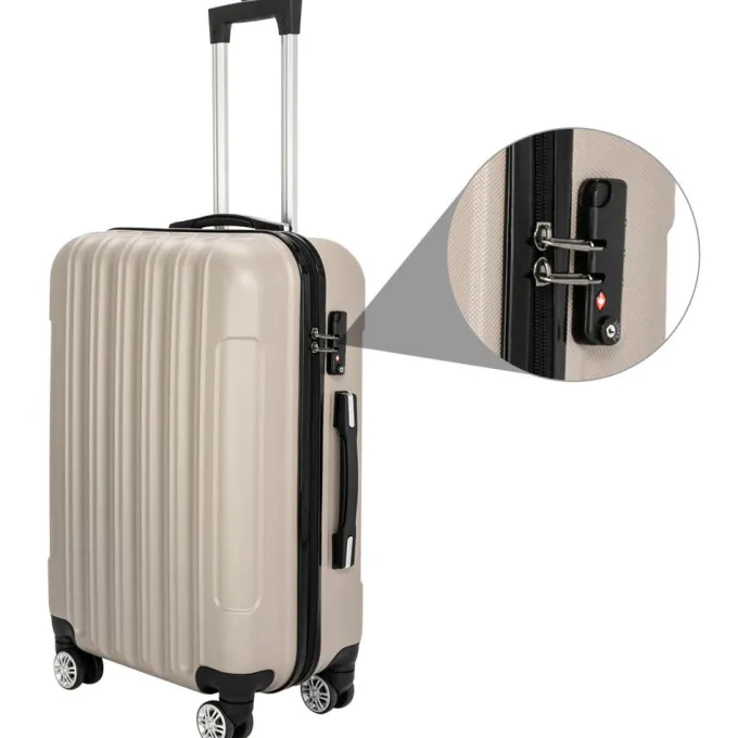 Silk & Salt 3 Piece LuggaSet Metal Frame Plastic Travel Trolley Suitcase Set 20u201d 24u201d 28u201d LuggaSuitcase Portable Spinner Wheels Lightweight LuggaSet Gray^ Hard Side Luggage