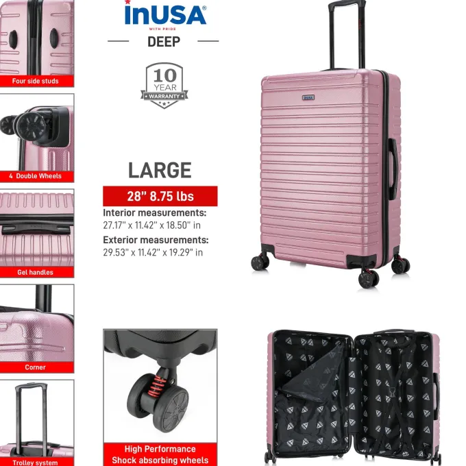 Silk & Salt InUSA Deep lightweight hardside spinner 28 inch Rose Gold^ Checked Luggage