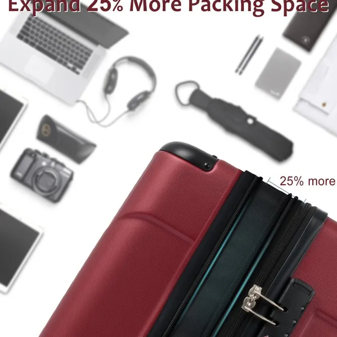 Silk & Salt Veryke 3Pcs Traveling Luggage Blue Rolling Traveling StoraSuitcase LuggaSet 20+24+28 Portable ABS LarCapacity LuggaBags for Travel Travel Luggawith Wheels^ Checked Luggage