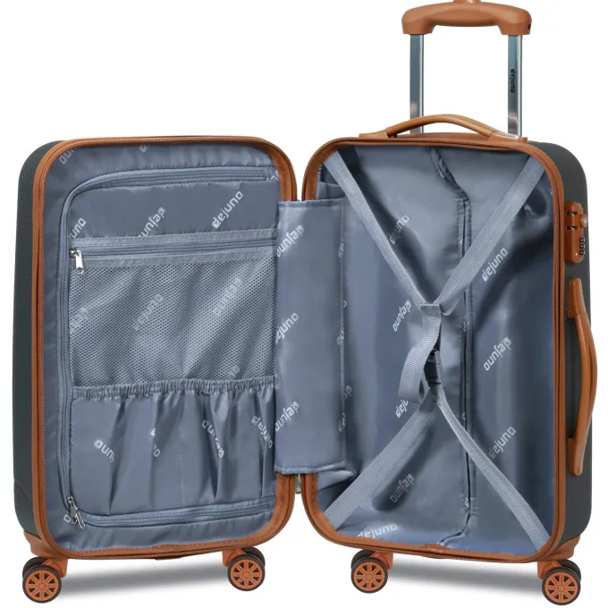 Silk & Salt Dejuno Legion Generation 3-pc Hardside Spinner TSA Combination Lock LuggaSet - Charcoal^ Checked Luggage