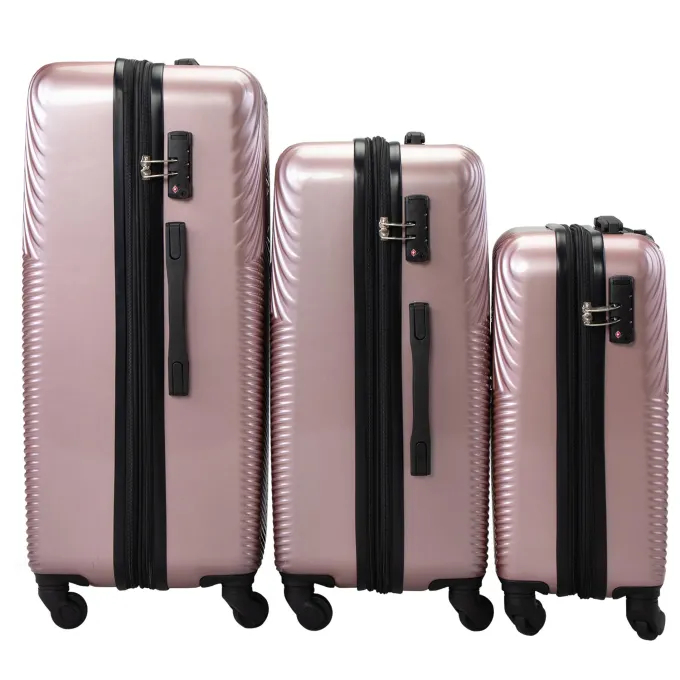 Silk & Salt Jaxpety 3 Pcs LuggaSet Expandable Hardside Spinner Suitcase with TSA Lock Rose Gold^ Luggage Sets