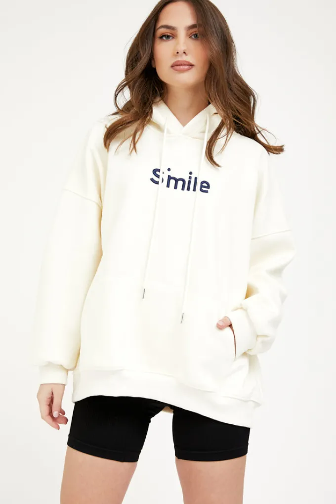 Silk & Salt smile at my hoodie - beige^ Loungewear