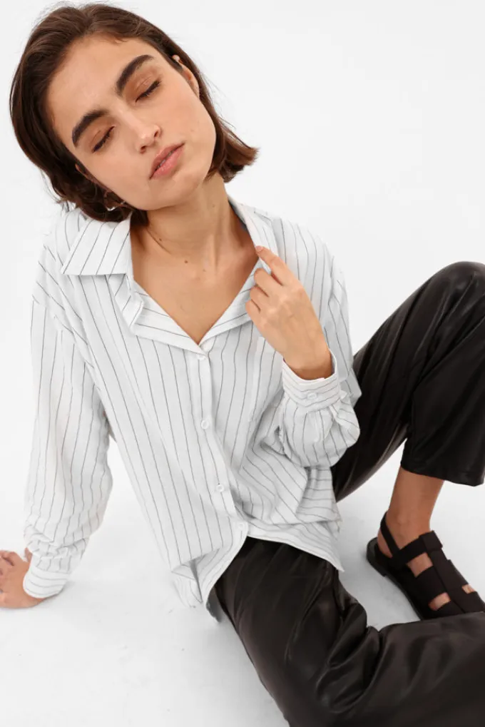 Silk & Salt emily striped shirt - white^ Tops