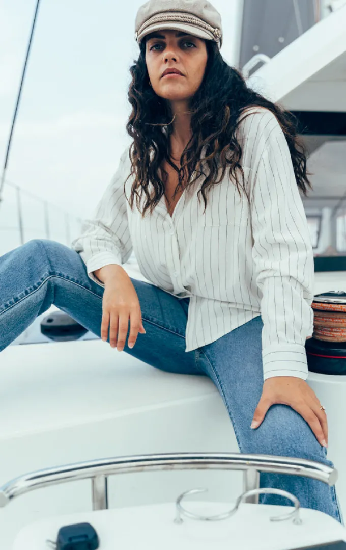 Silk & Salt emily striped shirt - white^ Tops