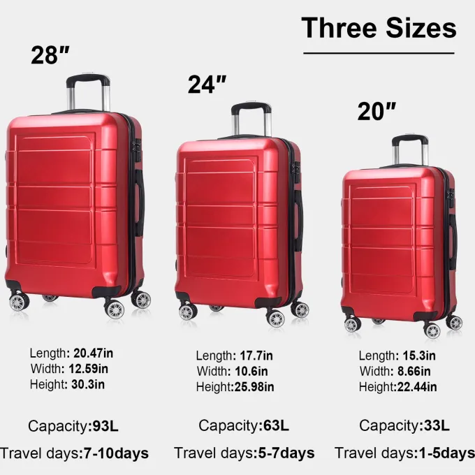 Silk & Salt AEDILYS 3 Piece Suitcase LuggaSet - Red^ Luggage Sets
