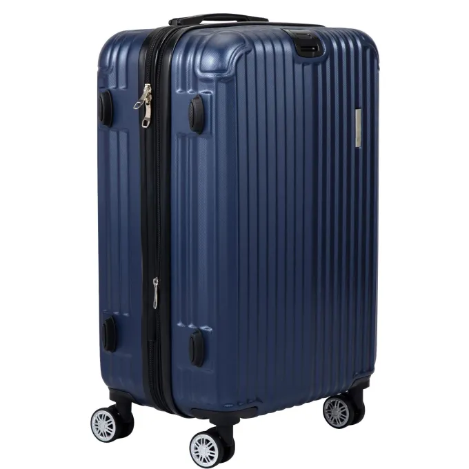 Silk & Salt Kepooman Expandable Suitcase Vertical Striped Suitcase 3-piece Set Blue^ Hard Side Luggage