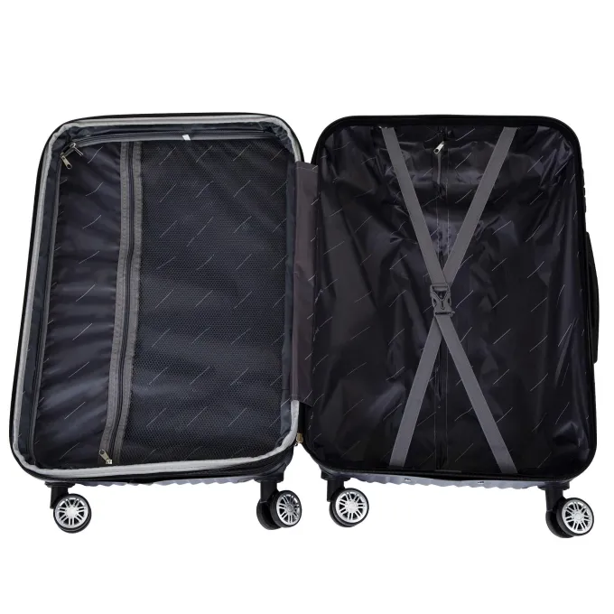 Silk & Salt Kepooman Expandable Suitcase Vertical Striped Suitcase 3-piece Set Blue^ Hard Side Luggage