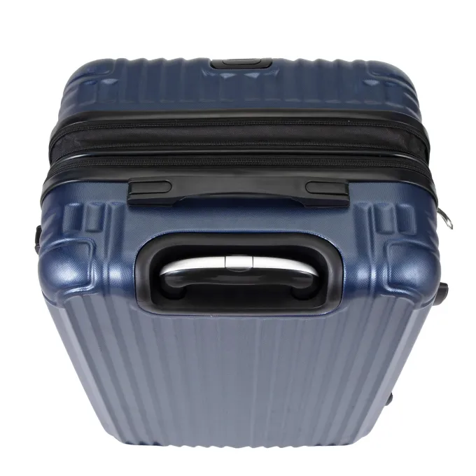 Silk & Salt Kepooman Expandable Suitcase Vertical Striped Suitcase 3-piece Set Blue^ Hard Side Luggage