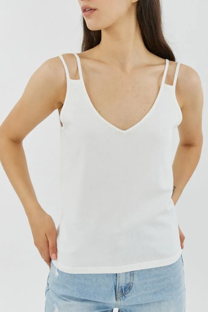 Silk & Salt palermo top - white^ Knitwear