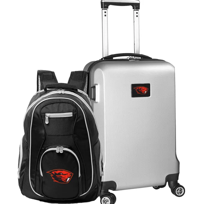 Silk & Salt Oregon State Beavers Deluxe 2-Piece Backpack and Carry-On Set - Silver^ Luggage Sets