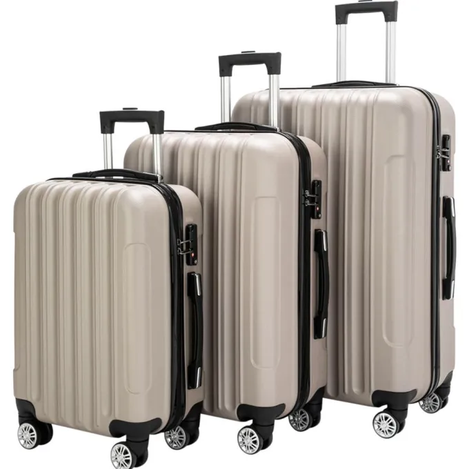 Silk & Salt Hi.FANCY 3-in-1 LuggaABS StoraSuitcases Waterproof Trolley Cases with Spinner Wheels Travel Baggage Grey^ Hard Side Luggage