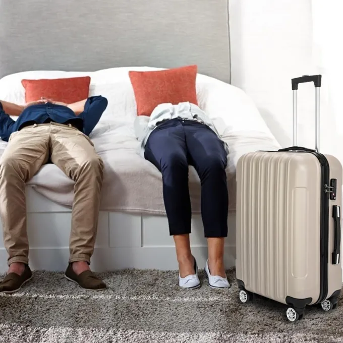 Silk & Salt Hi.FANCY 3-in-1 LuggaABS StoraSuitcases Waterproof Trolley Cases with Spinner Wheels Travel Baggage Grey^ Hard Side Luggage