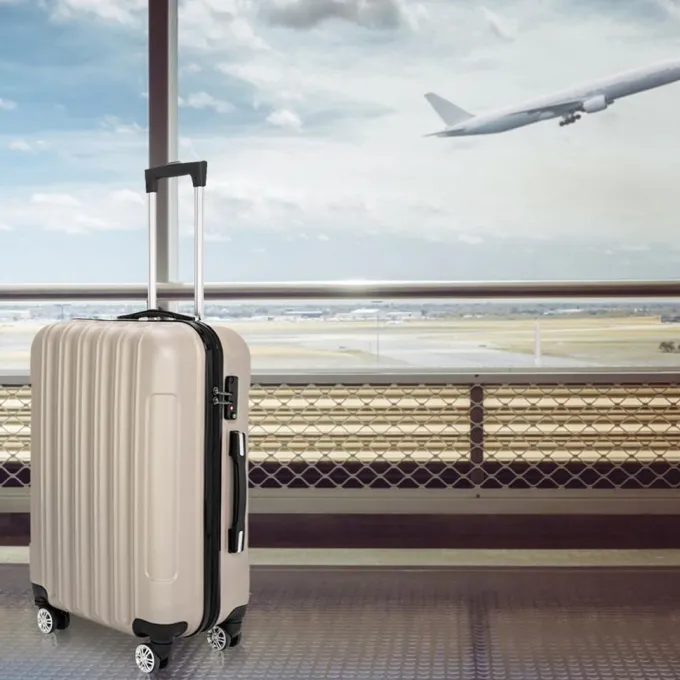 Silk & Salt Hi.FANCY 3-in-1 LuggaABS StoraSuitcases Waterproof Trolley Cases with Spinner Wheels Travel Baggage Grey^ Hard Side Luggage