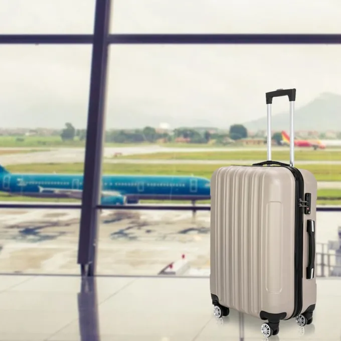 Silk & Salt Hi.FANCY 3-in-1 LuggaABS StoraSuitcases Waterproof Trolley Cases with Spinner Wheels Travel Baggage Grey^ Hard Side Luggage