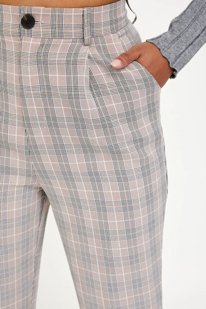 Silk & Salt the classic pants - taupe check^ Sets